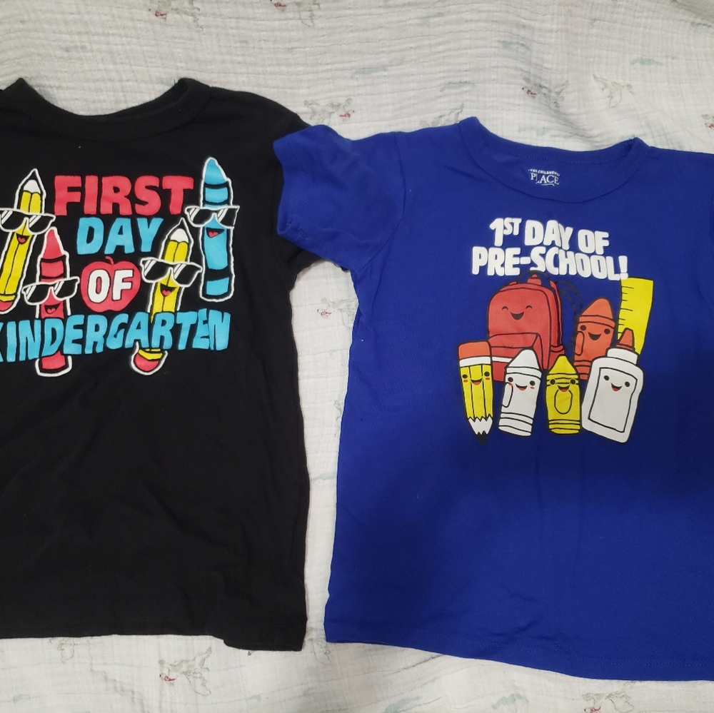 First Day of Pre school and First Day of Kindergarten shirts
